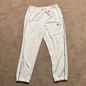 Nike men’s White Track Joggers with Black Piping